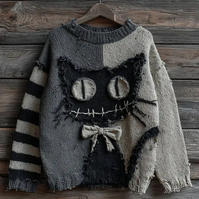 Digital Women's Printed Wear Round Neck Loose Feel Soft Sweater Wy5469 - Shop at LoveMi