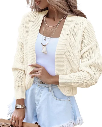 Women's Short Cape Knitted Cardigan Sweater Apricot - Shop at LoveMi