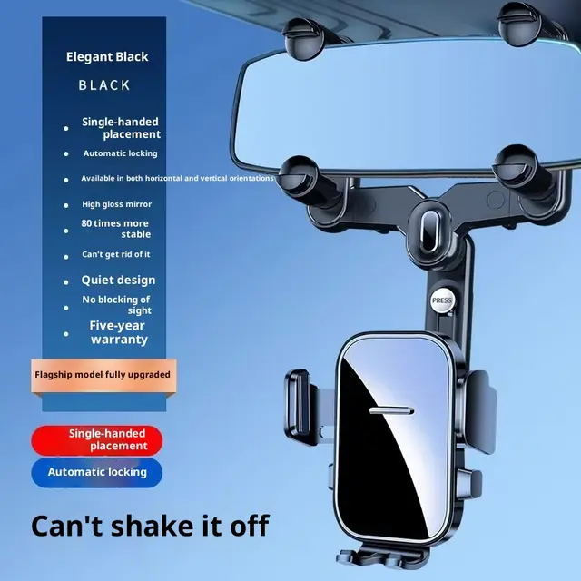 Rearview Mirror Clip on Car Phone Holder M004 Black - Shop at LoveMi
