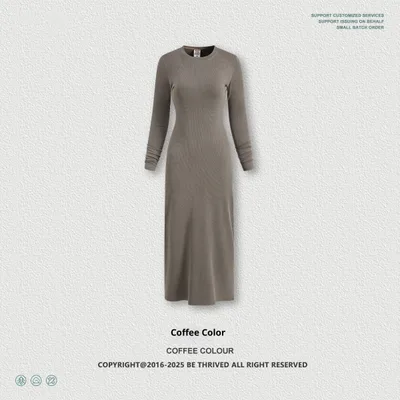 Long Sleeve Dress Split Sheath Dress For Women Brown - Shop at LoveMi