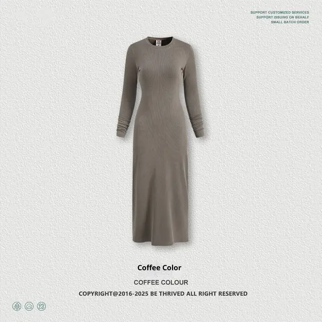 Long Sleeve Dress Split Sheath Dress For Women Brown - Shop at LoveMi