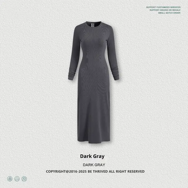 Long Sleeve Dress Split Sheath Dress For Women Dark Gray Grey - Shop at LoveMi