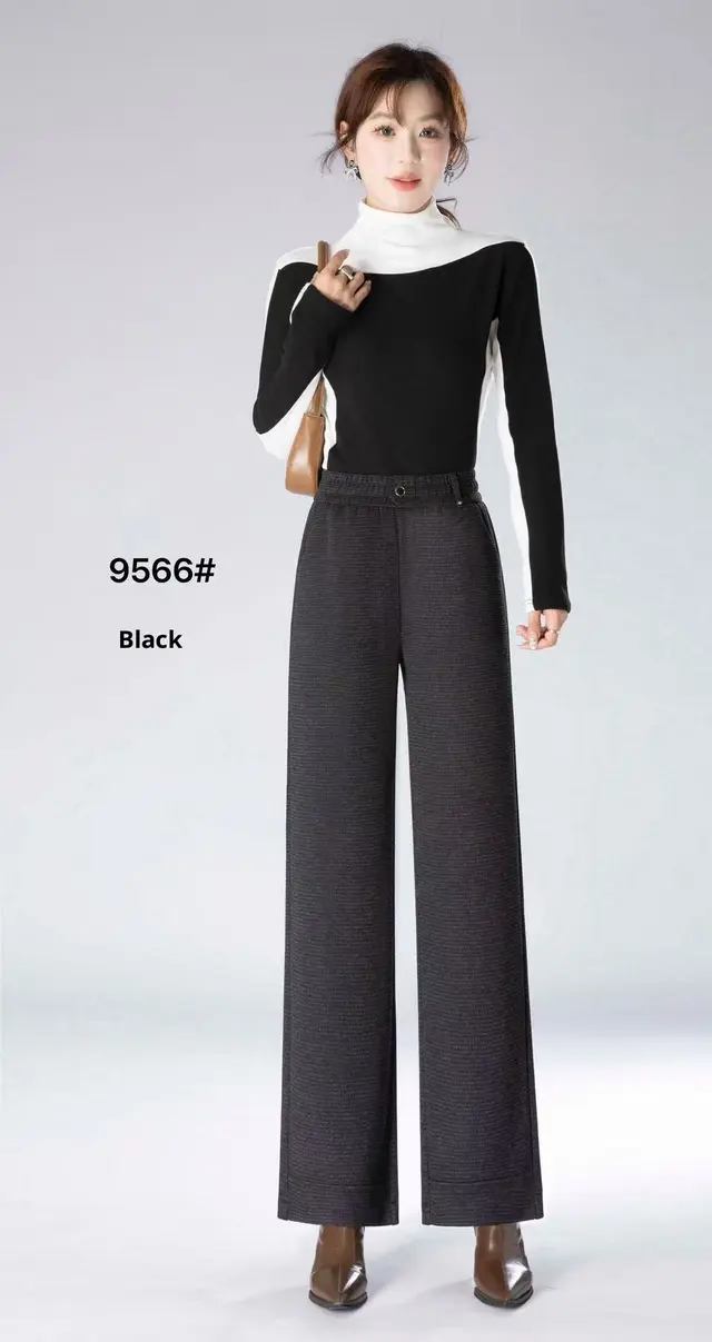 Fashionable All matching High Waist Drooping Casual Straight Pants Black - Shop at LoveMi