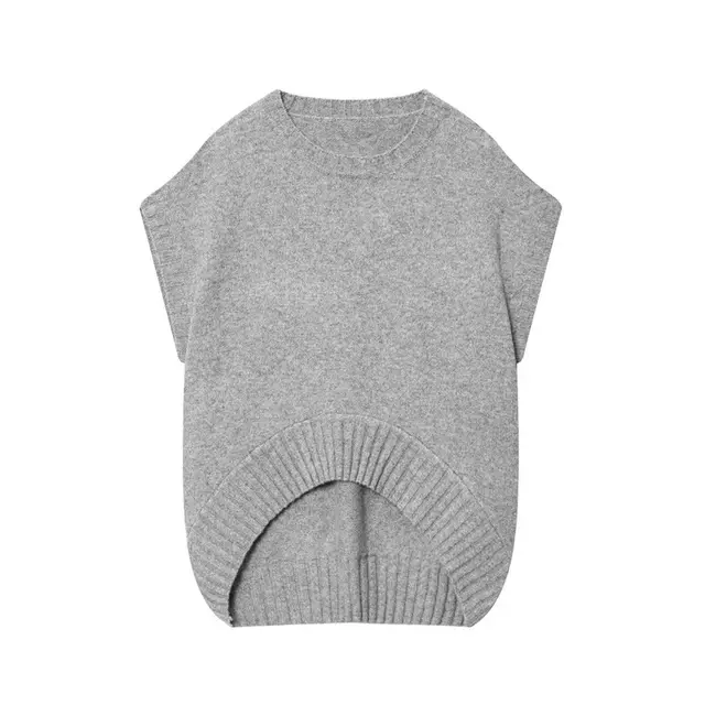 Fashion Knitted Oversized Vest Sweater Gray - Shop at LoveMi