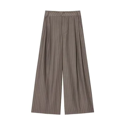 Women's Versatile Flip Double Pleated Wide Leg Pants Picture Color - Shop at LoveMi