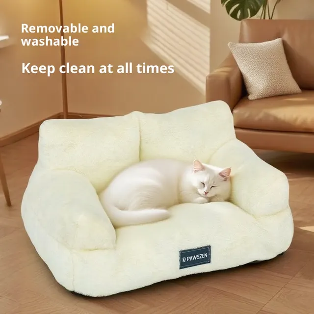 Cat Nest Dehaired Angora Removable Pet Bed Kennel White - Shop at LoveMi