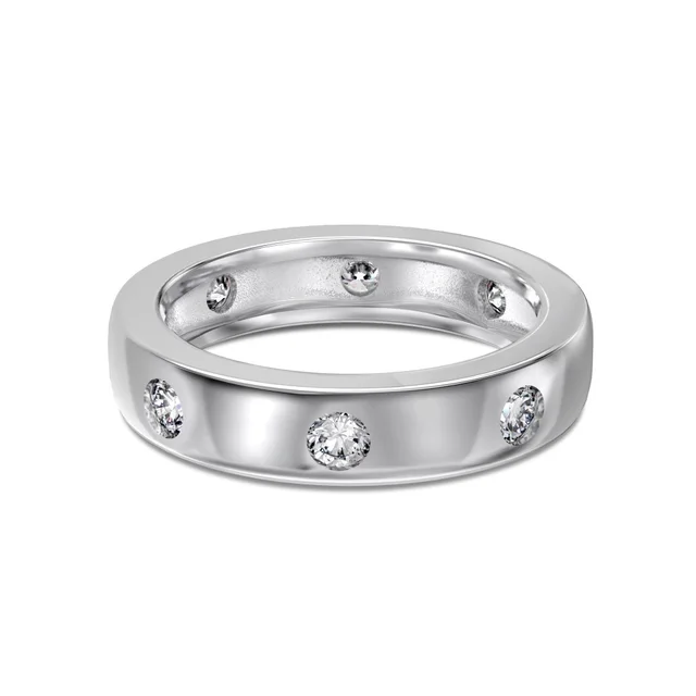 Exquisite Personalized Simple Ring With Zircon Inlay White Gold Color - Shop at LoveMi