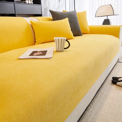 High grade Simple Waterproof Chenille Sofa Cushion Yellow - Shop at LoveMi