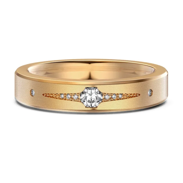 Sterling Silver Men's And Women's Couple Rings Simple Geometric Round Diamond Inlaid Ring Champagne Dy121200 - Shop at LoveMi