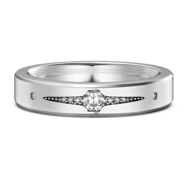 Sterling Silver Men's And Women's Couple Rings Simple Geometric Round Diamond Inlaid Ring White Gold Color Dy121200 - Shop at LoveMi