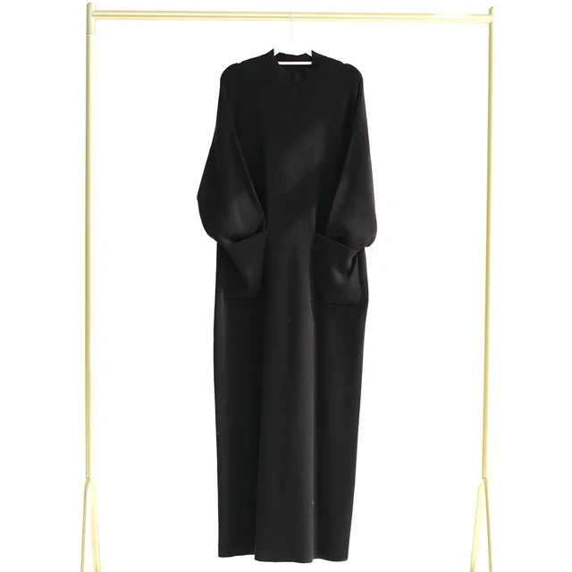Soft And Thickened Knitted Loose Dress Sweater Black - Shop at LoveMi