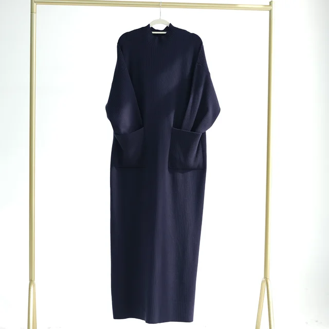 Soft And Thickened Knitted Loose Dress Sweater Dark Blue - Shop at LoveMi