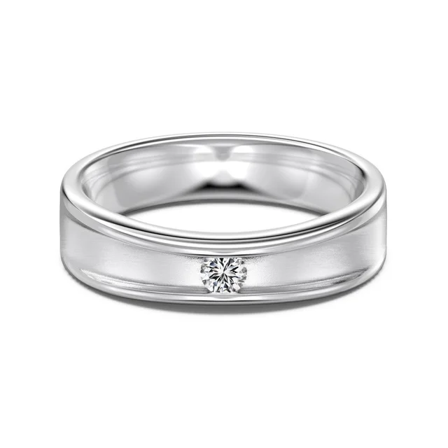 Alloy Women's Sterling Silver Arc Zircon Inlaid Ring White Gold - Shop at LoveMi