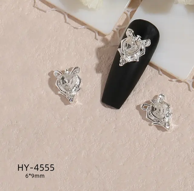 New Nail Beauty Butterfly Silver Metal Alloy Rhinestone DIY Ornament Accessories Hy4555 Style - Shop at LoveMi
