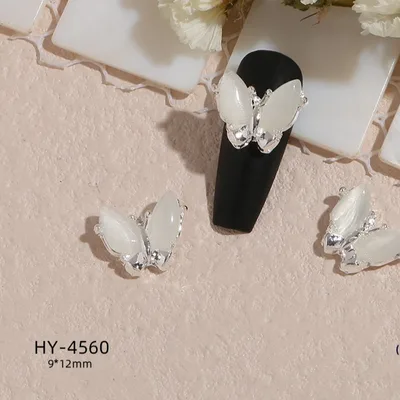 New Nail Beauty Butterfly Silver Metal Alloy Rhinestone DIY Ornament Accessories Hy4560 Style - Shop at LoveMi