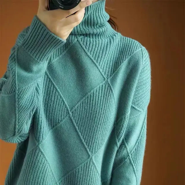 Knitwear Autumn And Winter Long sleeved Outer Wear Bottoming Shirt Green - Shop at LoveMi