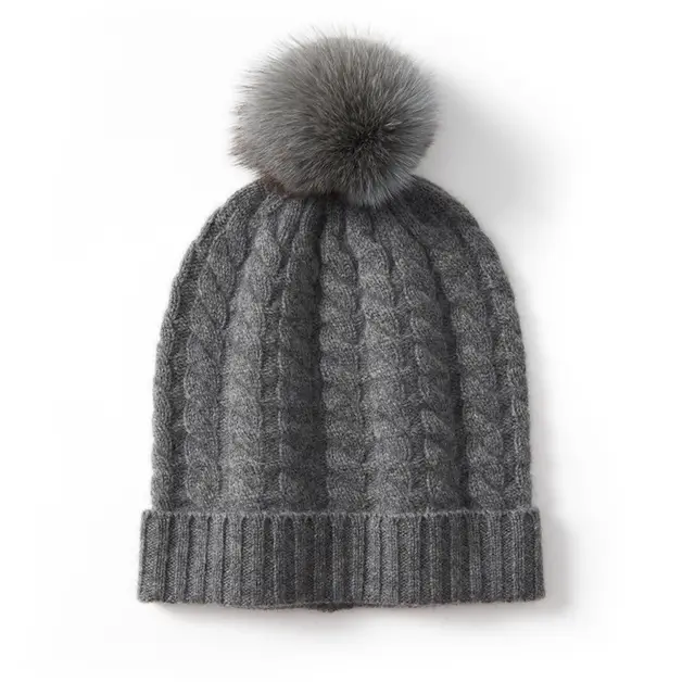 Autumn And Winter Super Soft Cashmere Women's Knitted Hat Dark Gray - Shop at LoveMi