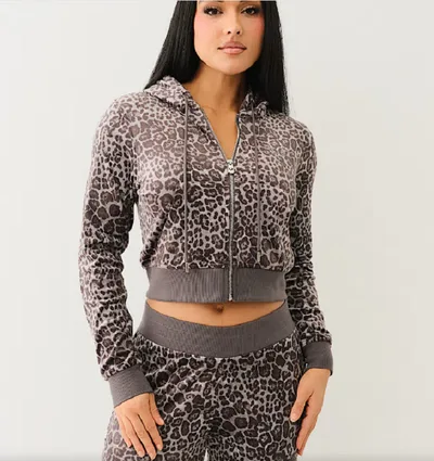New Street Sexy Hot Girl Exposed Navel Leopard Print Hoodie Gray - Shop at LoveMi