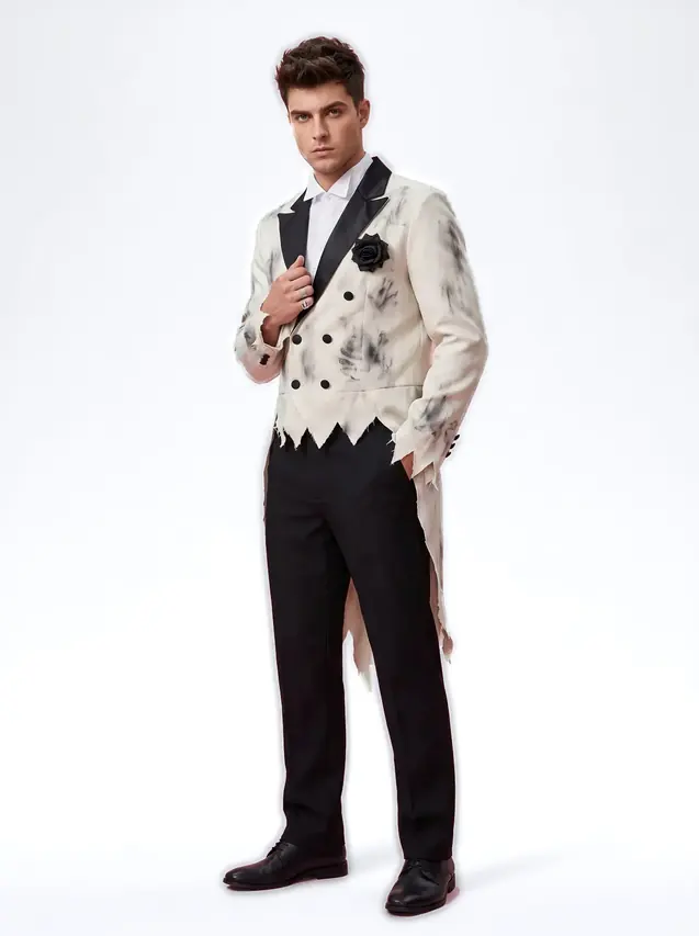 Ghost Groom Halloween Costume for Men Gray and Black Men's - Shop at LoveMi
