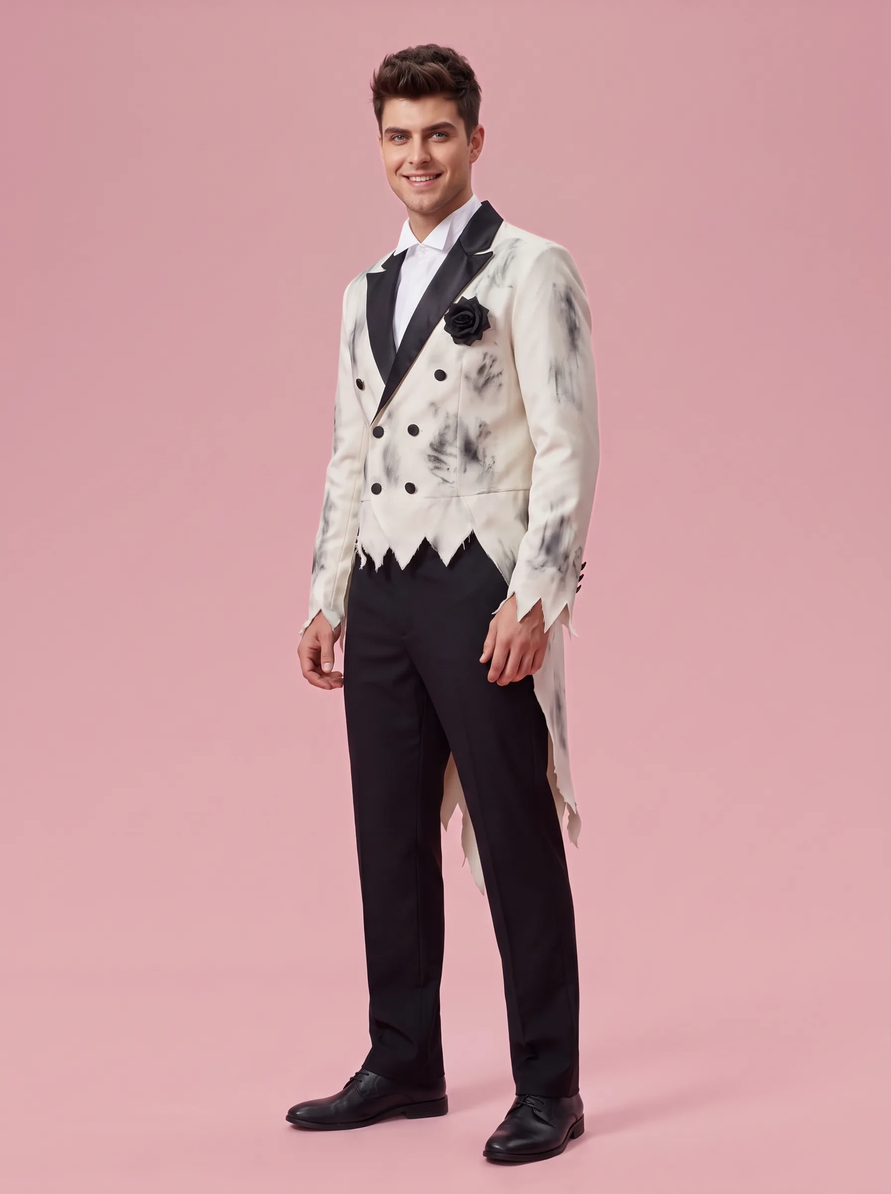 Ghost Groom Halloween Costume for Men - Grey and Black - View 2