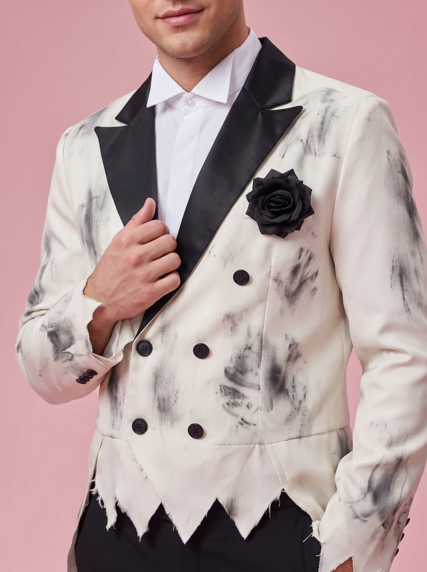 Ghost Groom Halloween Costume for Men - Grey and Black - View 3
