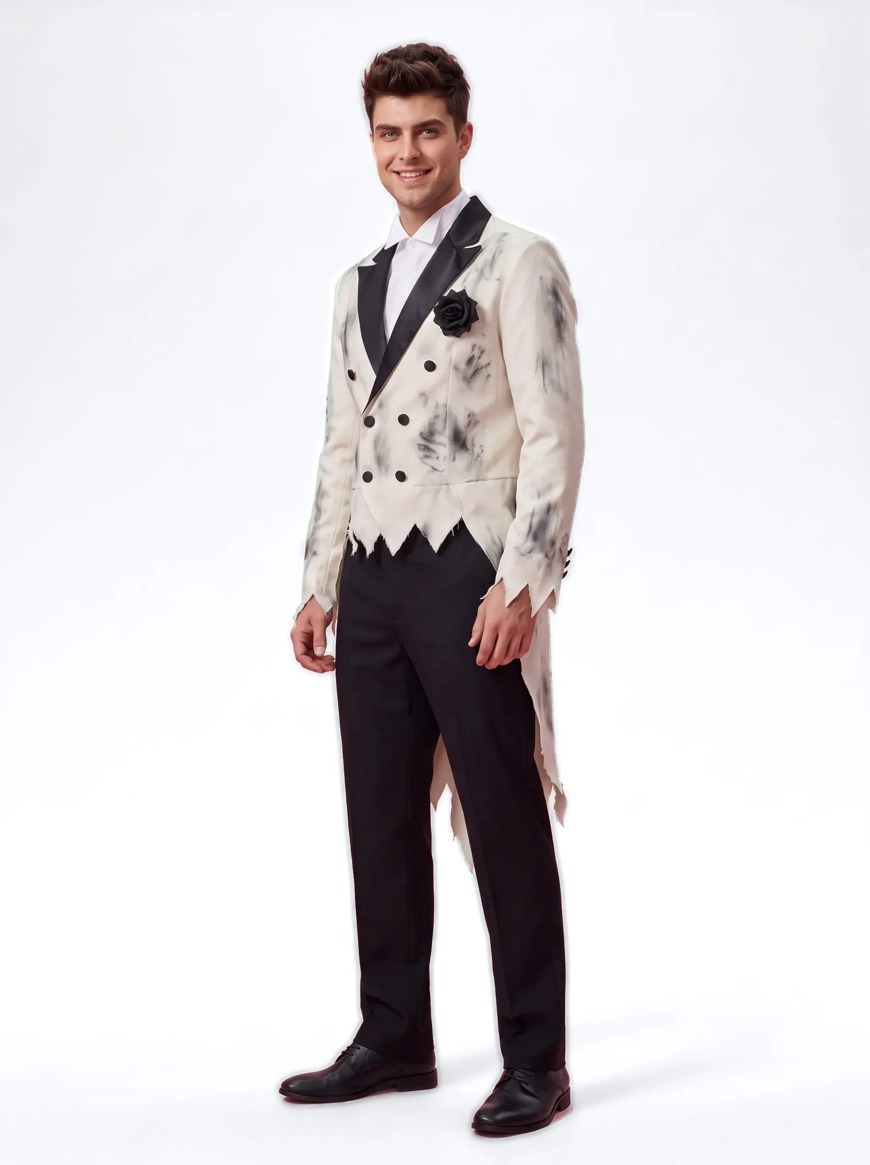 Ghost Groom Halloween Costume for Men - Gray and Black - View 2
