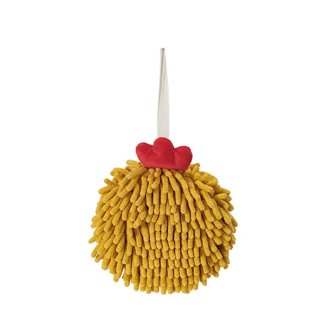 Cartoon Animal Chenille Towel Hanging Hand Towel Ball Yellow - Shop at LoveMi