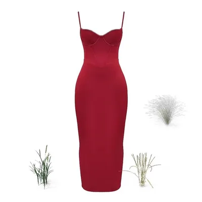 Ladies New Camisole Wine Red Evening Dress Wine Red - Shop at LoveMi