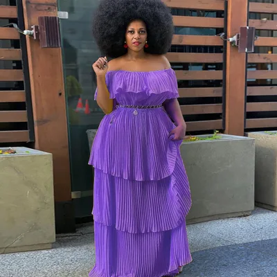 Off shoulder Backless Slim Fit Beach Vacation Pleated Dress Violet Purple - Shop at LoveMi