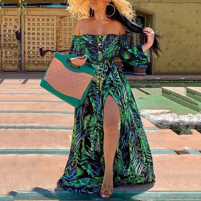 Beach Sexy Printed Mop Dress For Women Green - Shop at LoveMi