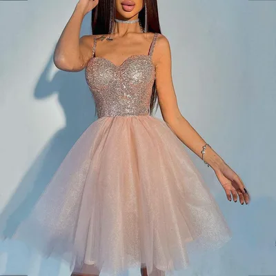 Women's Dress Spaghetti Straps Sleeveless Sexy Sequin Fashion Pink - Shop at LoveMi