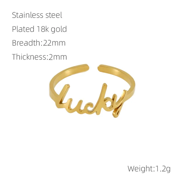New Stainless Steel English Letters Ring Gold 4Style - Shop at LoveMi