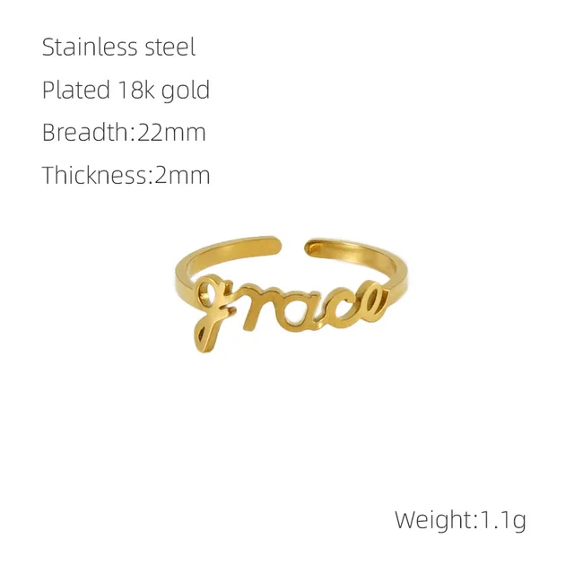 New Stainless Steel English Letters Ring Gold 6Style - Shop at LoveMi