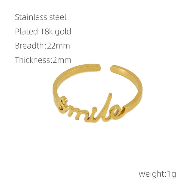 New Stainless Steel English Letters Ring Gold 7Style - Shop at LoveMi