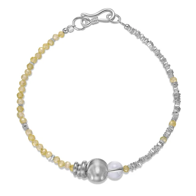 Women's Small Pieces Of Silver Brushed Ball Bracelet Design Silver - Shop at LoveMi