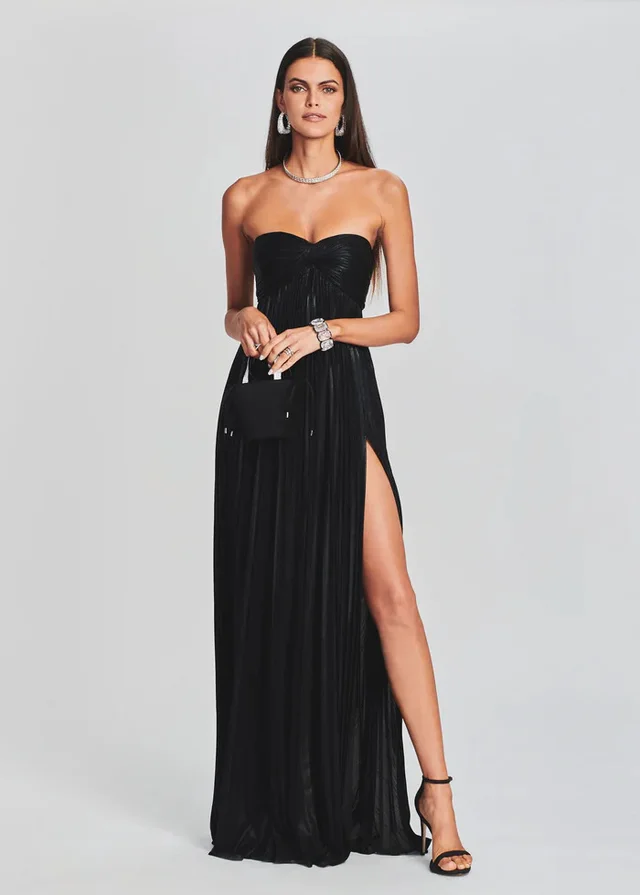 European And American Summer Chest wrapped Dress Texture Black - Shop at LoveMi