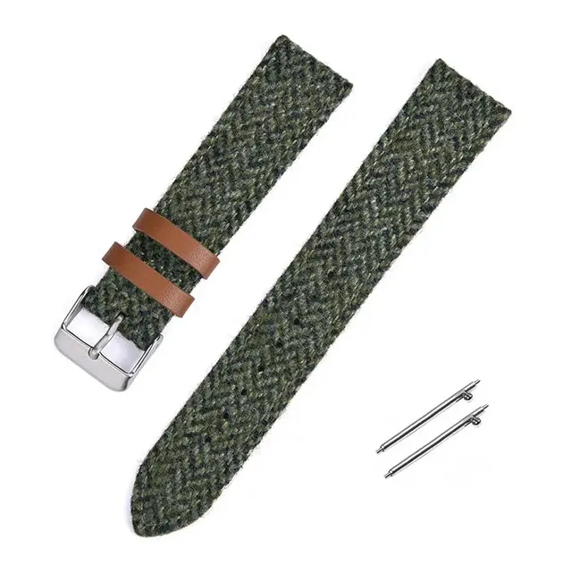 Harris Woolen Fabric Strap 18mm 20mm 22mm Green - Shop at LoveMi
