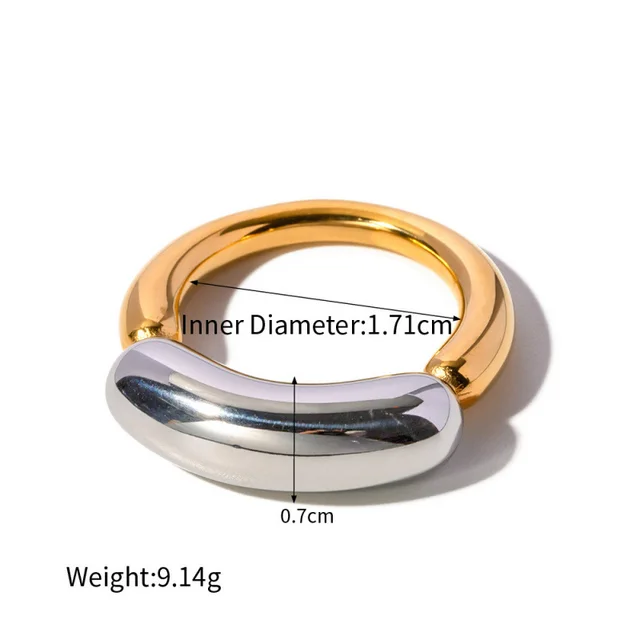 18K Gold plated Double arc Shaped Ring Dlr25052201 Ring - Shop at LoveMi