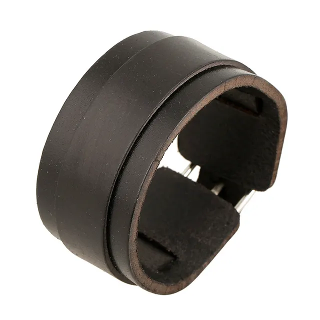 Punk Wide Leather Cattle Leather Bracelet Dark Brown - Shop at LoveMi