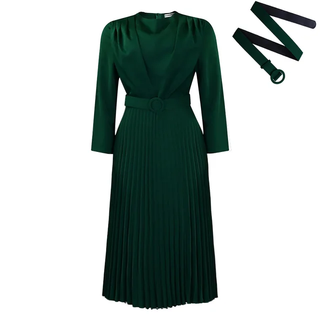 OL Solid Color African Plus Size Dress Dark Green Belt - Shop at LoveMi