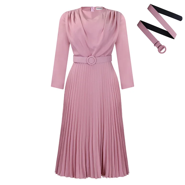 OL Solid Color African Plus Size Dress Pink Belt - Shop at LoveMi