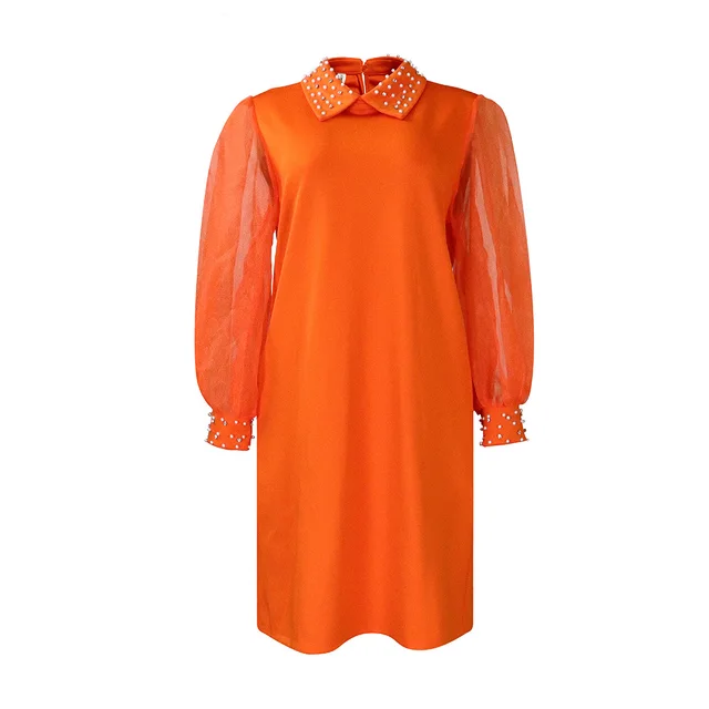 Beaded Elegant African Plus Size Dress Orange - Shop at LoveMi