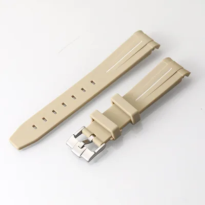 Curved Silicone Smart Watch Strap Khaki White - Shop at LoveMi