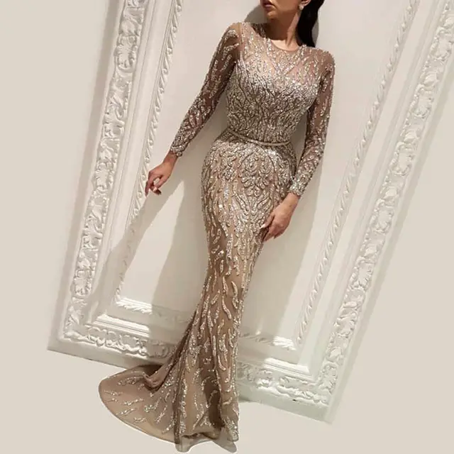 Women's Sexy Dress With Gold Long Sleeves - Shop at LoveMi
