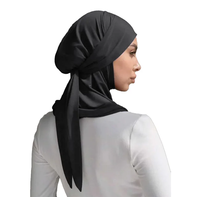 Solid Color Convenient Strap Headscarf Suit Black - Shop at LoveMi