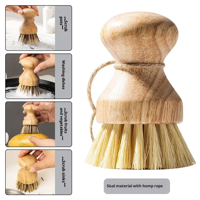 Marvelous Pot Cleaning Accessories Non stick Pan Cleaning Brush Sisal Hair With Hemp Rope - Shop at LoveMi