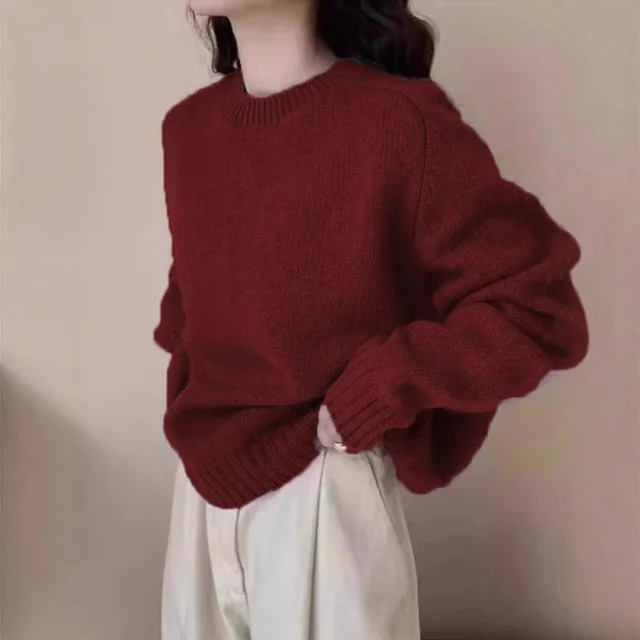 Younger Fashion Long sleeved Sweater Top Red - Shop at LoveMi