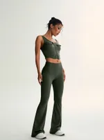Yoga Workout Beauty Back High Waist Hip Lift Tight Belly Trimming Sports Suit - Army Green