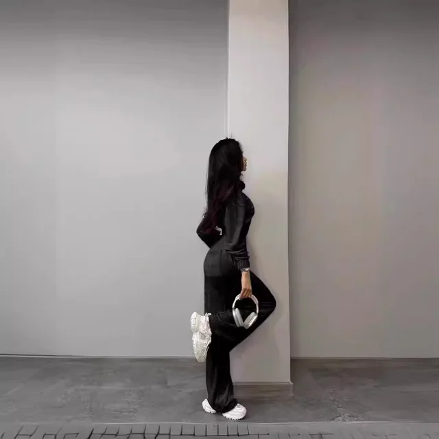 Women's Outdoor Sports And Casual Warm Mink Fur Suit Black - Shop at LoveMi