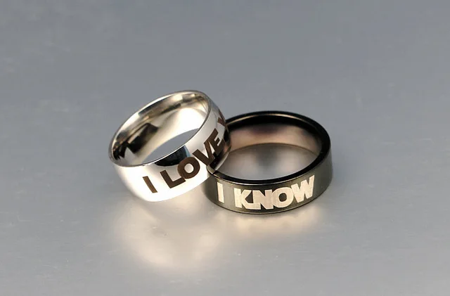 Titanium Steel Ring Couple's Ring Stainless Steel Couple Couple Rings Iloveyou - Shop at LoveMi
